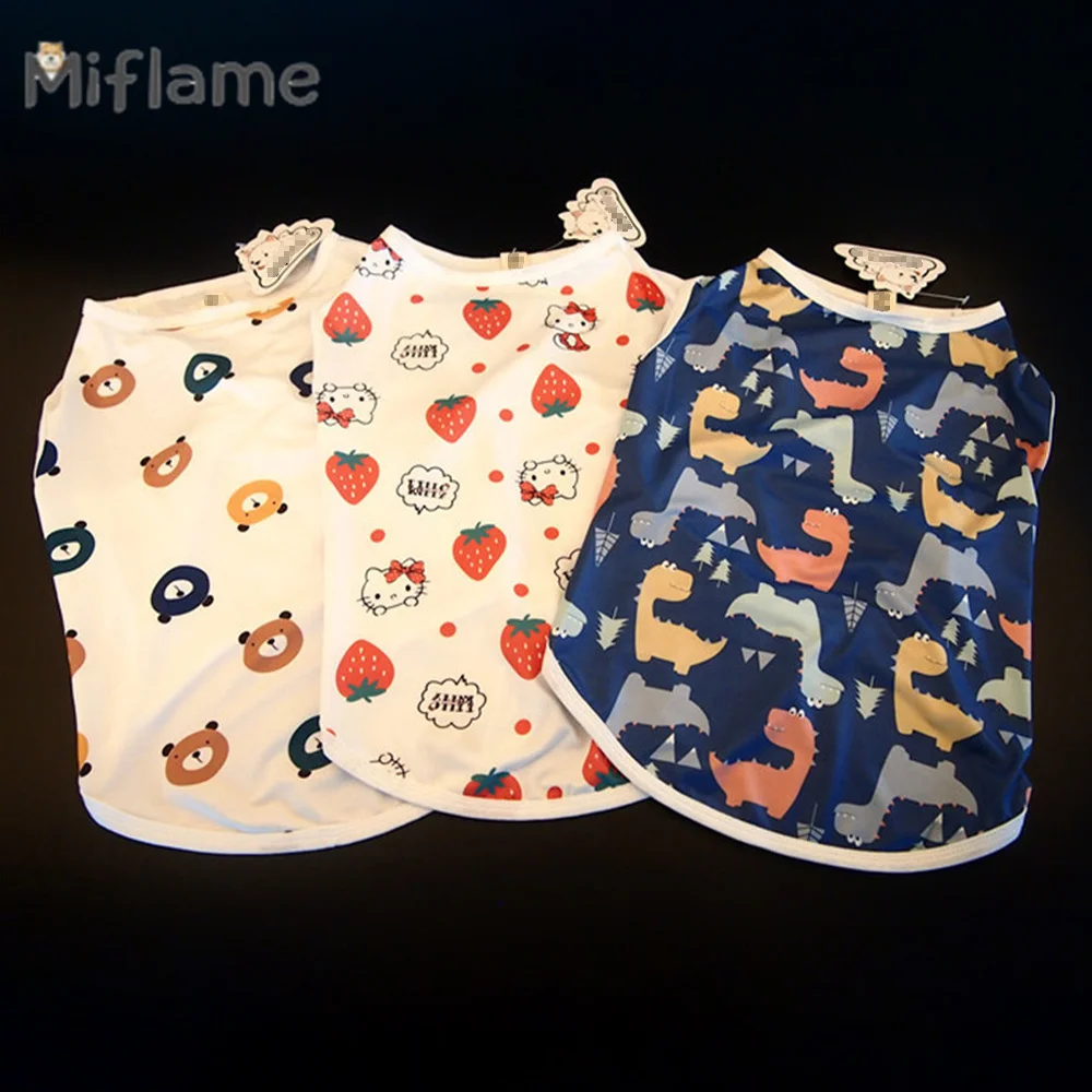 

Miflame Summer Thin Big Dog Clothing Golden Retriever Labrador Border Collie Cartoon Print Medium Large Dogs Vest Pet Tank Top