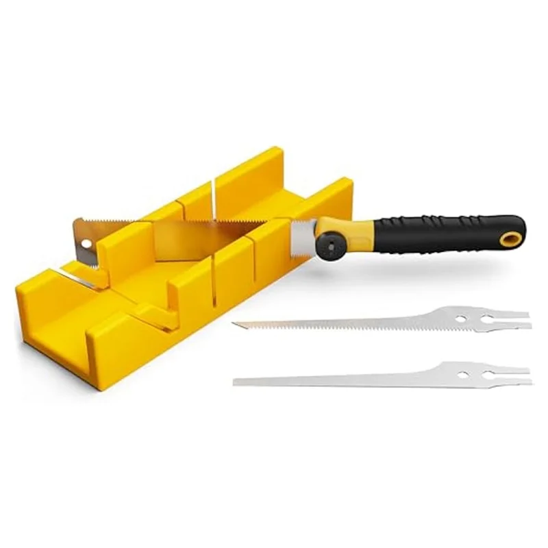 【GIFT】For Miter Box With Hand Saw Set, For Wood Tool For Miter And Bevel Cuts Including 3 Replaceable Blades