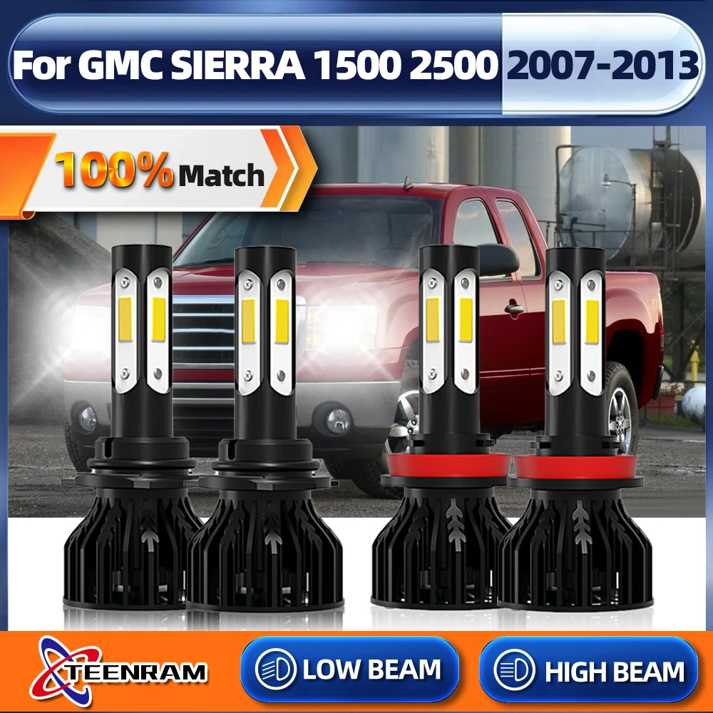 LED Headlight Bulbs 40000LM H11 9005 HB3 240W 6000K Turbo Car Light 12V For GMC SIERRA 1500 2500 2007-2009 2010 2011 2012 2013