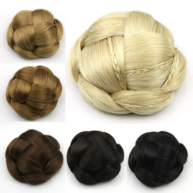 Big Size Synthetic Hairpieces Braided Brown Fake Hair Buns Cover Scrunchies Hair Cover for Cover