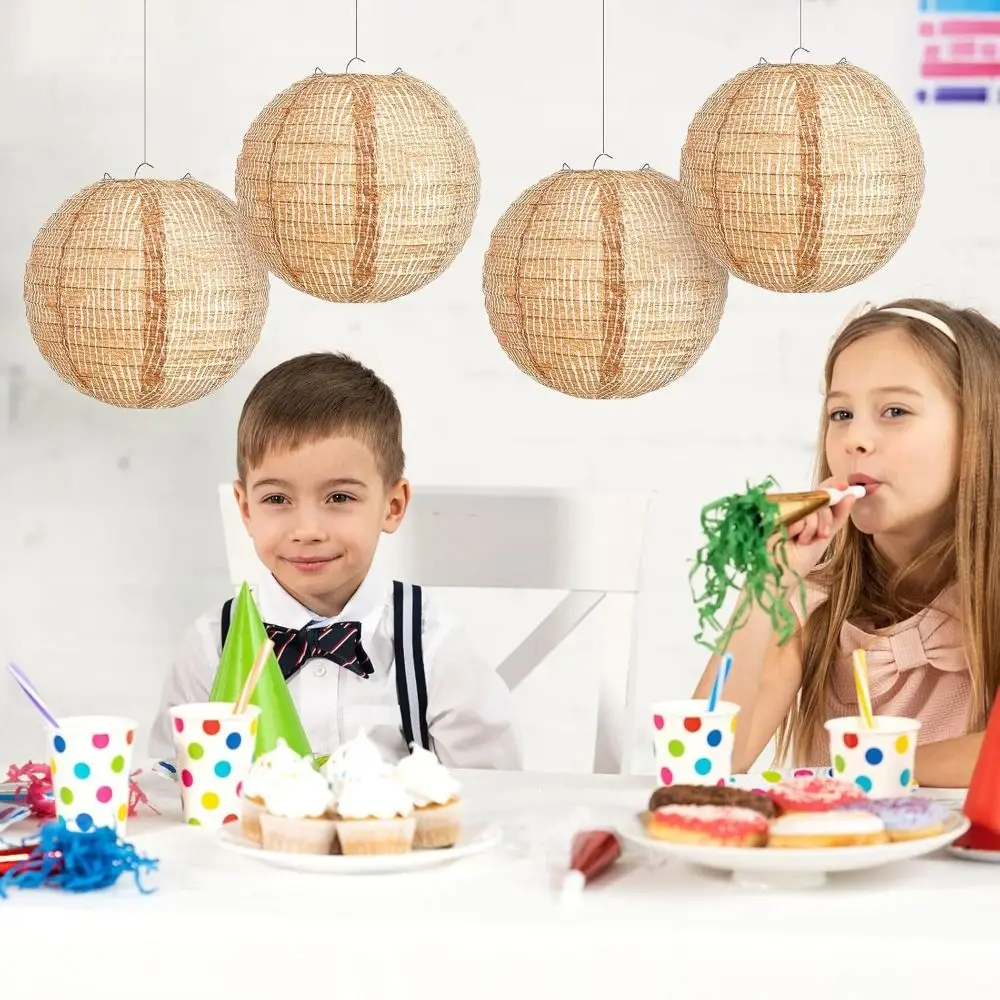 

3pcs Creative 8inch Linen Paper Lantern Portable Unique Festival Lantern Funny Hanging Lantern Birthday Party Decor