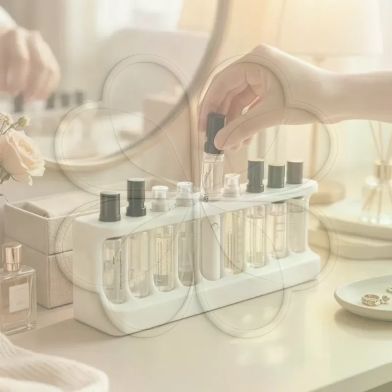 Multi-Grid Sample Holder 9 Holes / 1.2 Cm Hole Diameter Mini Fragrance Vial Display Storage Rack Portable Minimalist
