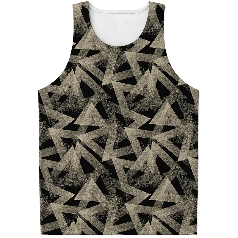 Colorful Geometric Graphic Tank Top Men Harajuku Fashion T-shirts 3D Printed Sleeveless Tee Shirt Streetwear Loose Vest Top