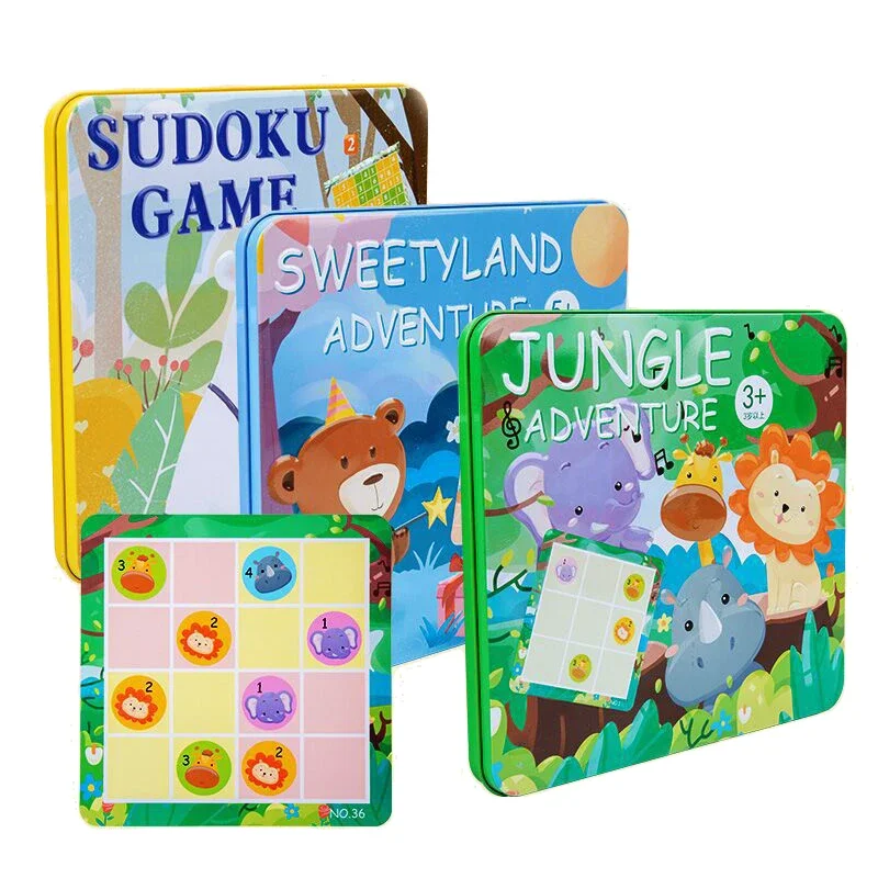 Crianças montessori pensando sudoku brinquedos quebra-cabeça magnético caixa de lata viagem educação precoce número jogos de tabuleiro sensorial