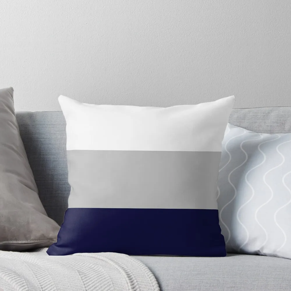 

Three Color Stripes Navy Blue Silver Gray And White Throw Pillow Pillows Aesthetic Luxury Pillow Case luxury covers pillow