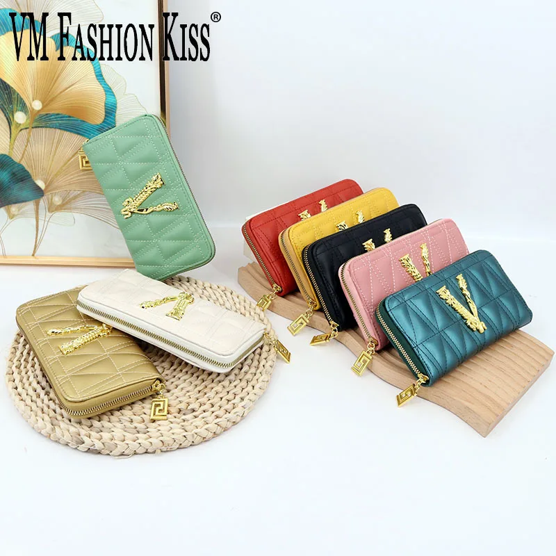 VM FASHION KISS 2023 New Women's White Purse Microfiber Leather Elegant Long Phone Wallet Handbag Accessories Standard Wallets