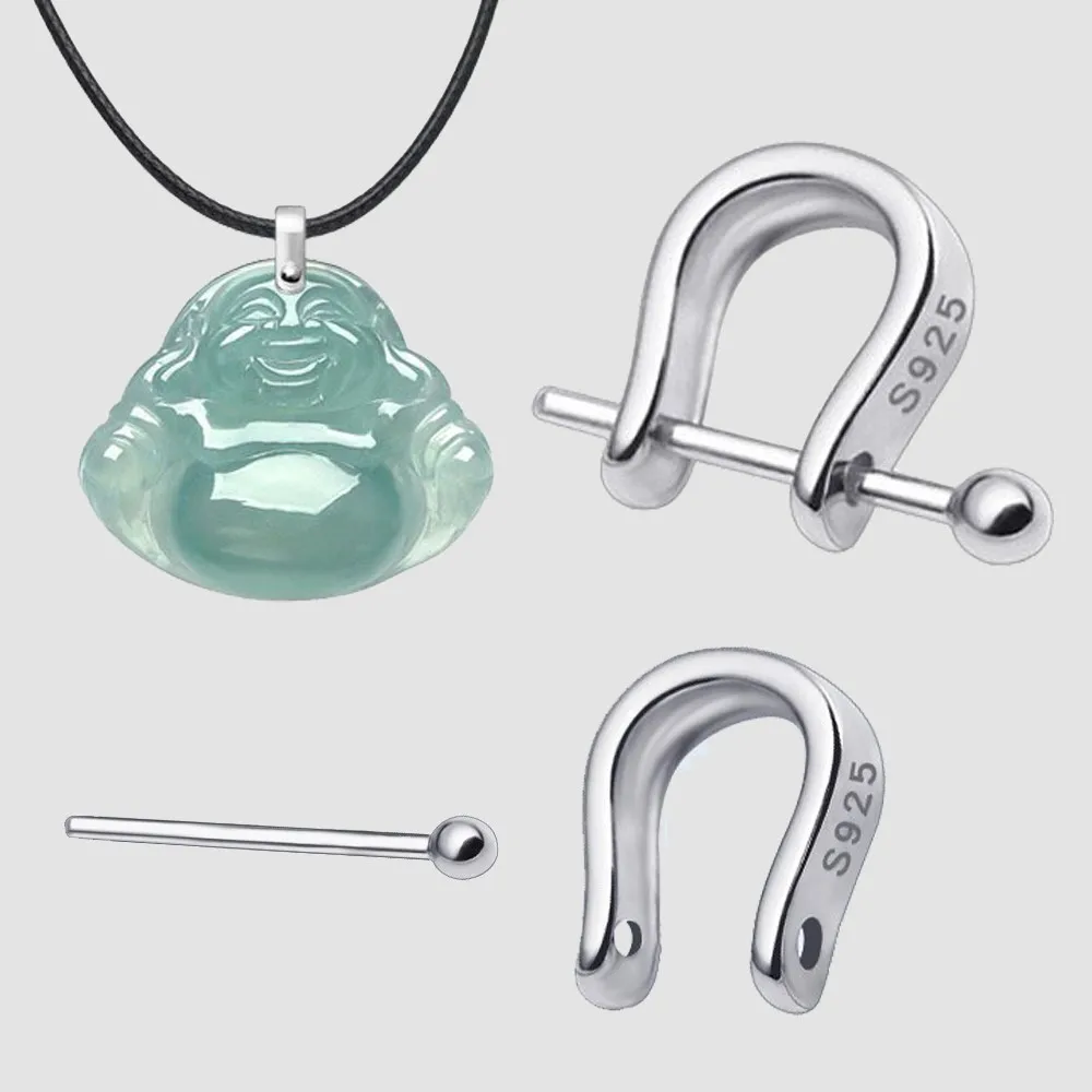 2 قطعة 925 فضة قلادة المشبك قلادة الكفالات مع دبوس U شكل حلية قلادة موصل لصنع المجوهرات قلادة DIY بها بنفسك #2