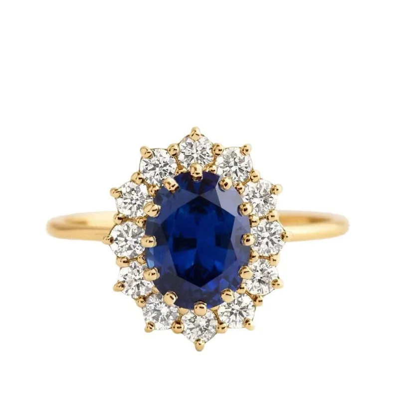 European and American New Personalized Sapphire Fashion Simple Women\'s Ring