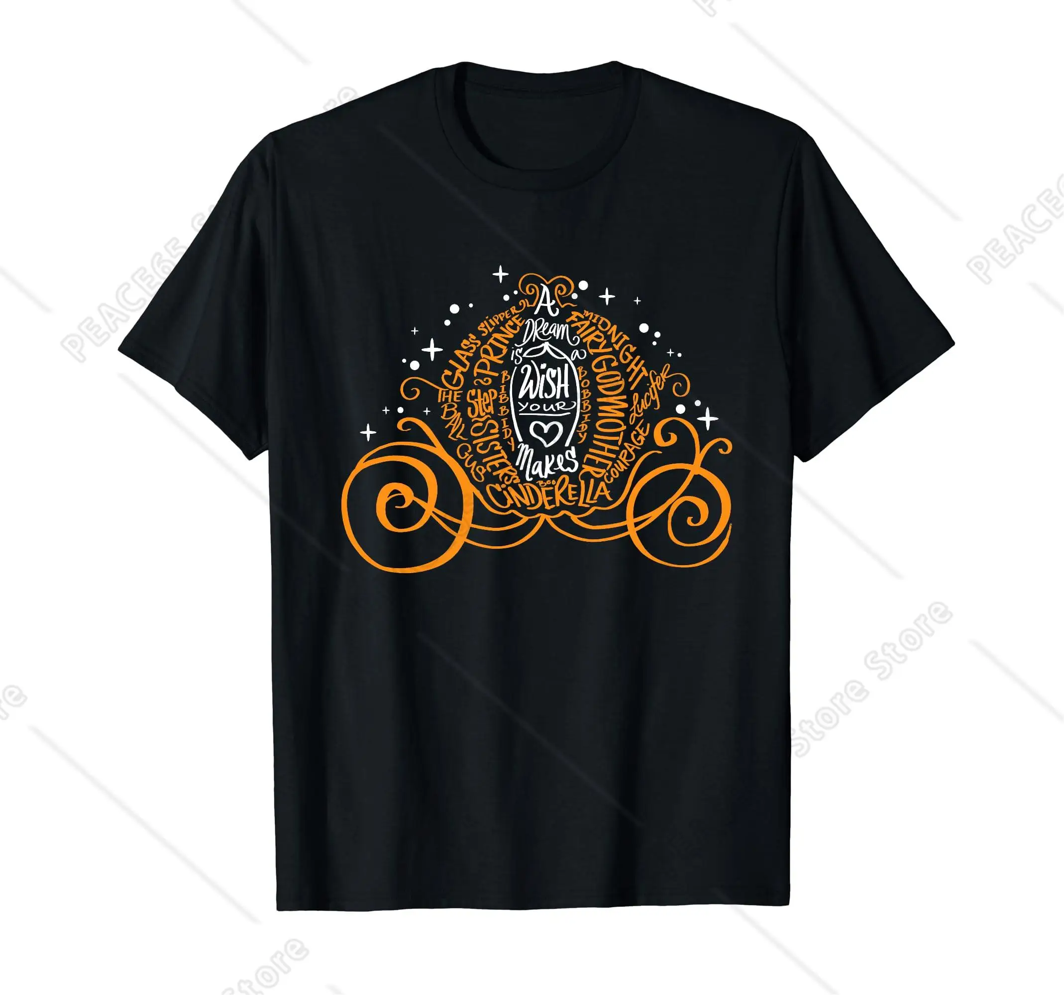 Cinderella A Dream Is A Wish Halloween Pumpkin Coach T-Shirt Fashion Casual Loose Cotton Clothing Breathable Tshirt Hip