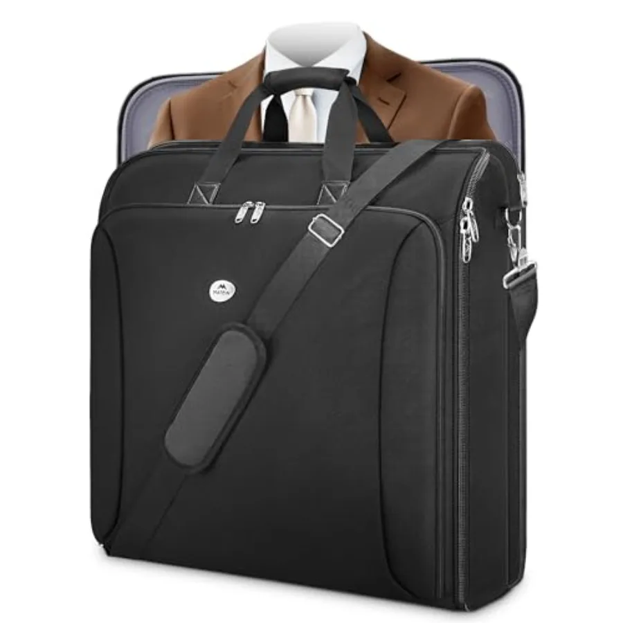 

Garment Bags for Travel, Large Double Layer Suit Bag Up to 6 Suits with Shoulder Strap, Foldable Carry On Garment Luggage for H