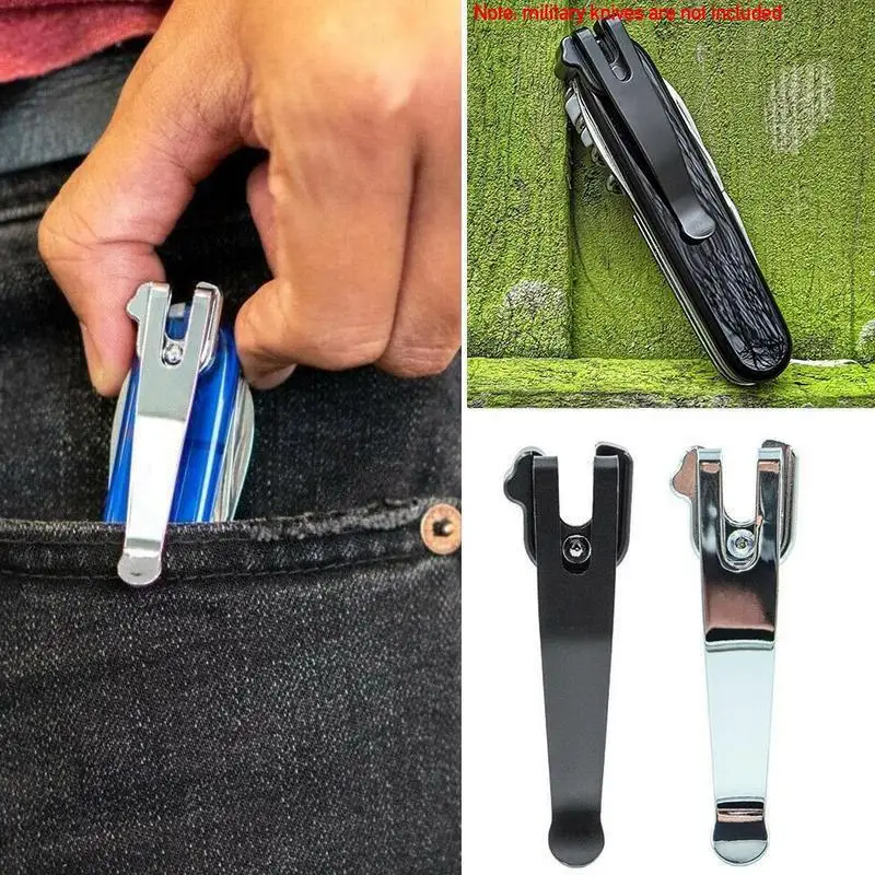 Pocket Knife Folding Knife Back Clip Steel Deep Carry Pocket Waist Clamp Replacement for 91mm Swiss Army Repair Tool Accessories