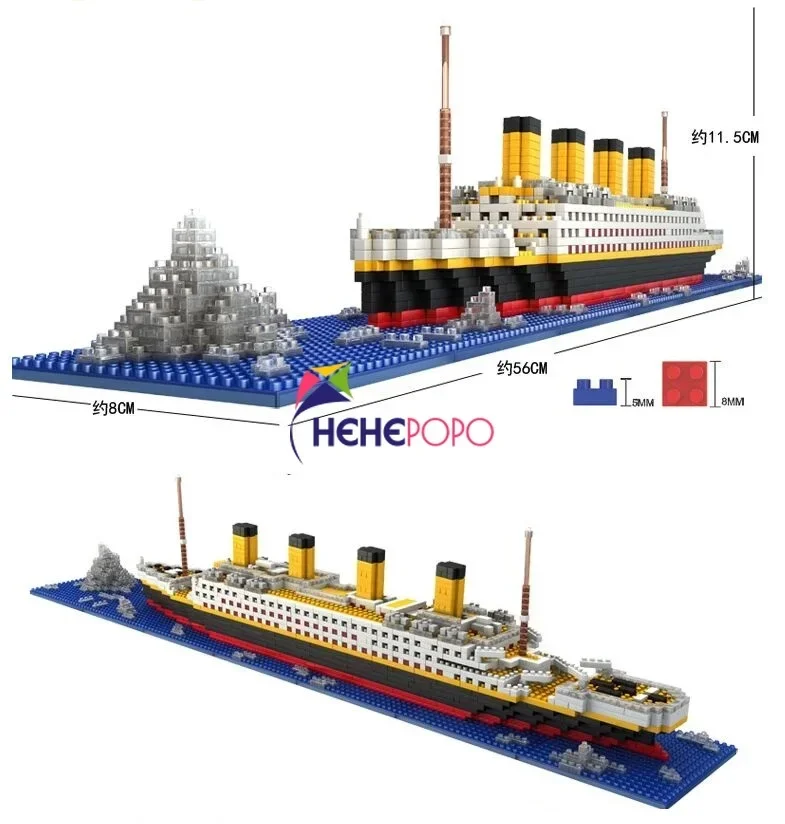 1860 sztuk MINI Model klocków Titanic statek wycieczkowy Model łodzi DIY diamentowe klocki zestaw klocków dzieci zabawki dla dzieci cena sprzedaży