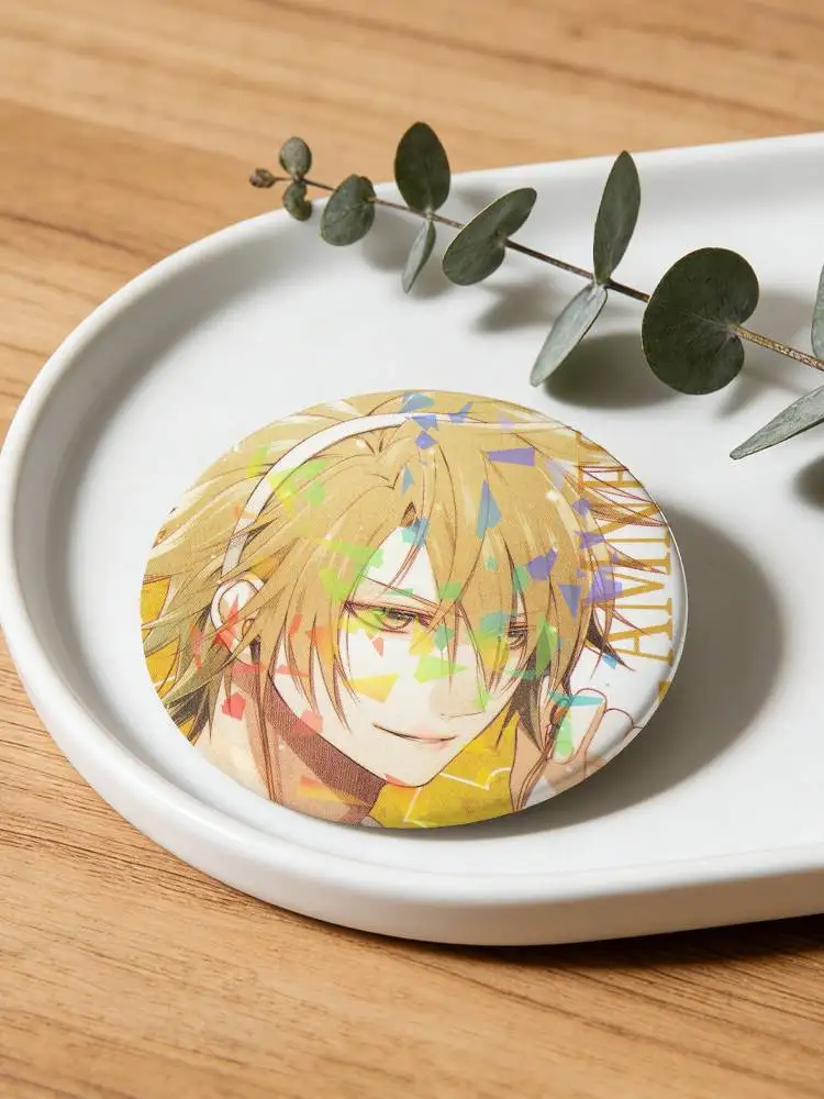 Otome Game Amnesia Memories Round Badge Lapel Pins for Backpacks Briefcase Laser Brooch Clothes Gifts