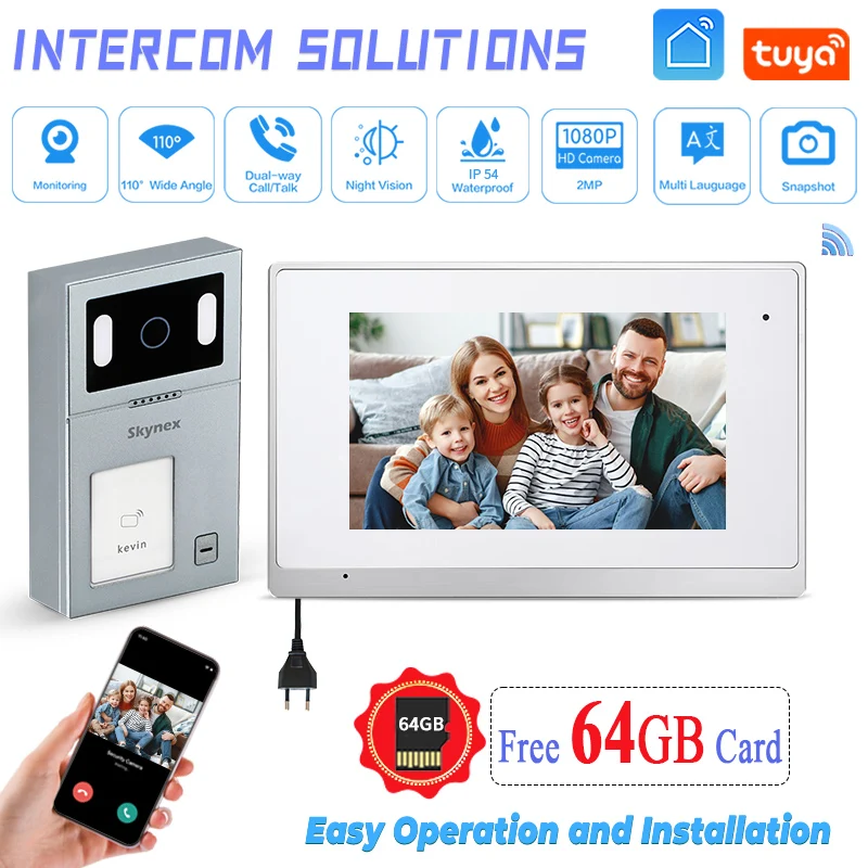 

Top Manufacturer IP digital unlock 2 door 7 inch door video intercom systems