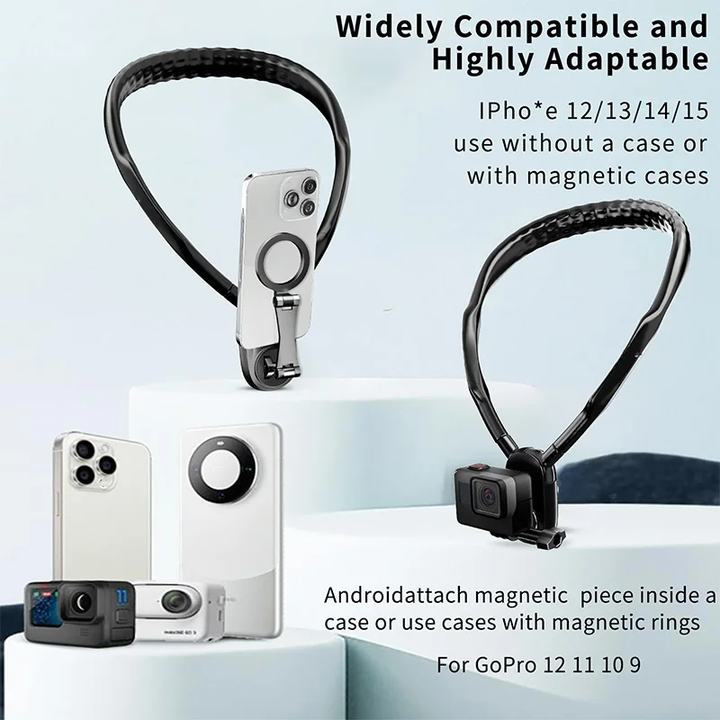 

Silicone neck hanging smartphone magnetic bracket Silicone action camera accessories For iPhone Smartphone