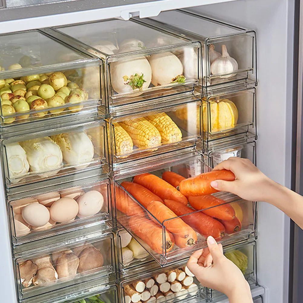 

Прозрачный контейнер-органайзер для холодильника: для фруктов, овощей, яиц, сухих продуктов, для кладовой, морозильной камеры, выдвижной ящик для холодильника
