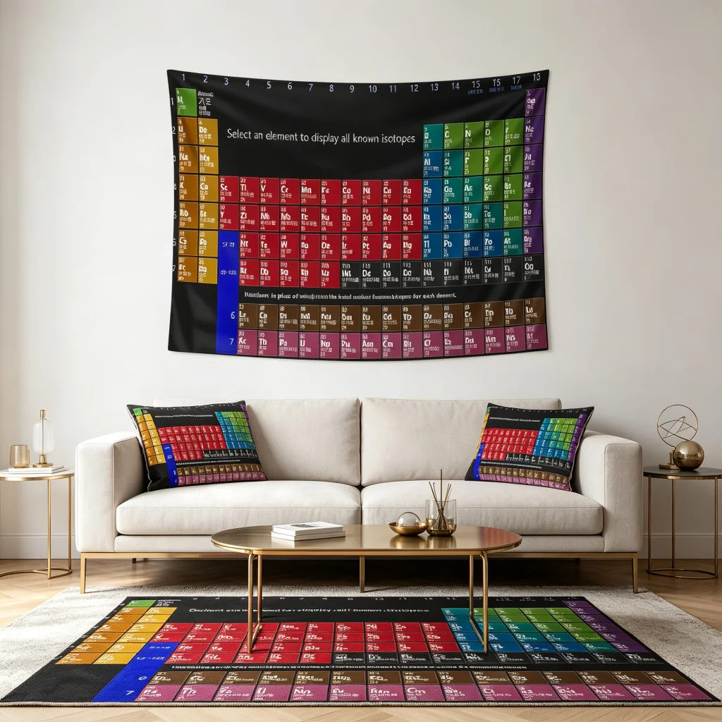 1PC Chemical Element Table Teaching Aid Printing Background Banner, Bedroom Living Room Photo Background, Polyester Fiber