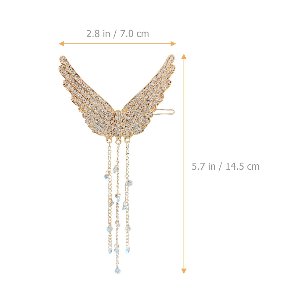 

2Pcs Wings Hair Clips Tassels Side Clip Hair Barrette Elegant Hairpin Headdress Tassels Hairpin