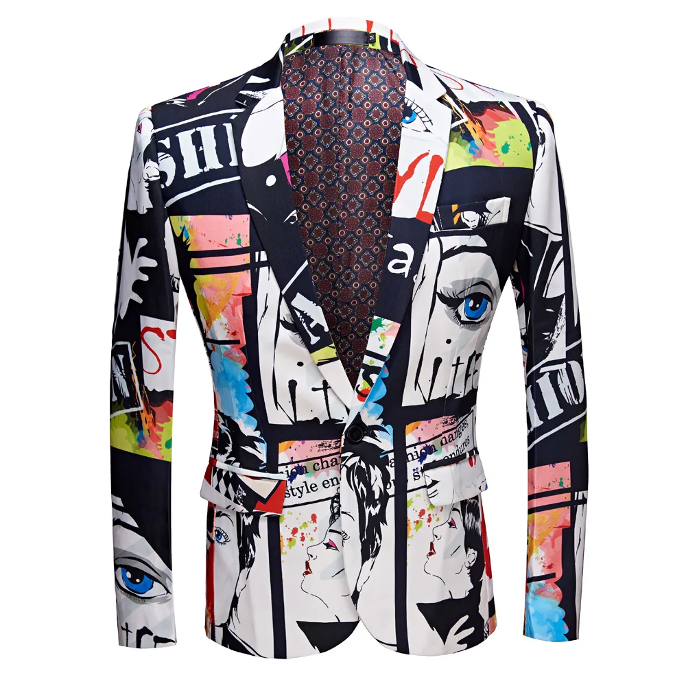 J30 Men\'s Large Size Printed Blazer