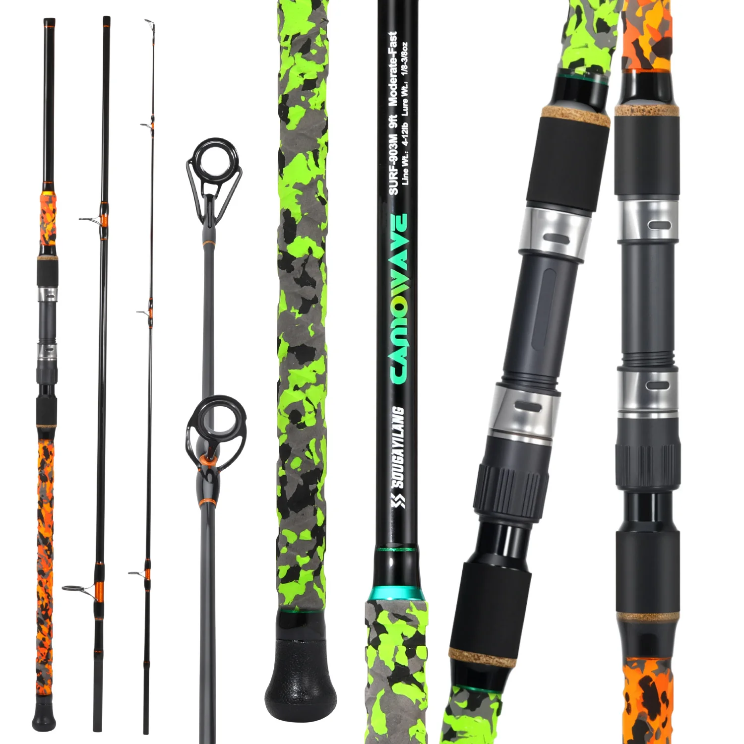 

Sougayilang 2.7-3.6m Jigging Rod Heavy Trolling Fishing Rod 3Sections Conventional Boat Fishing Rod Max Drag 20Kg for Saltwater