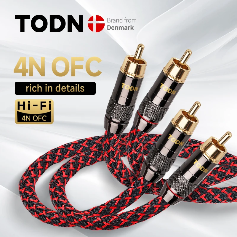 TODN adaptador cable de audio RCA 2 RCA a 2 RCA, Cables de  HIFI estéreo 4N OFC macho a macho para amplificador DAC TV car audio, 1 par
