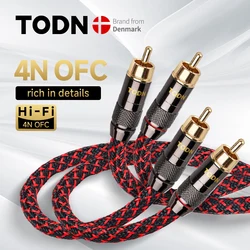 TODN 1 paio cavo audio RCA 2 cavi di interconnessione RCA a 2 cavi HIFI stereo 4N OFC maschio a maschio per amplificatore DAC TV audio per auto