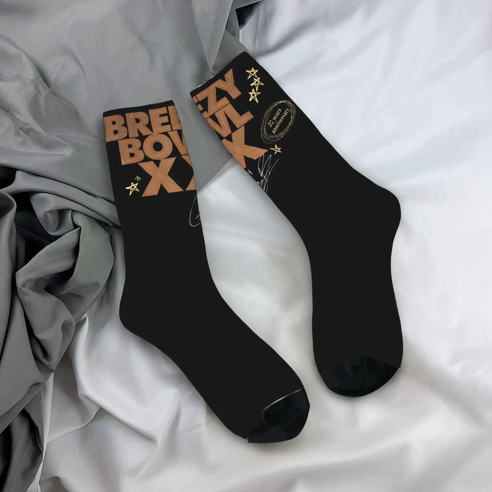 

Chris Brown Breezy Bowl XX Tour 2025 Middle Socks for Women Men Breathable Cozy Middle Tube Socks Sweat Absorbing