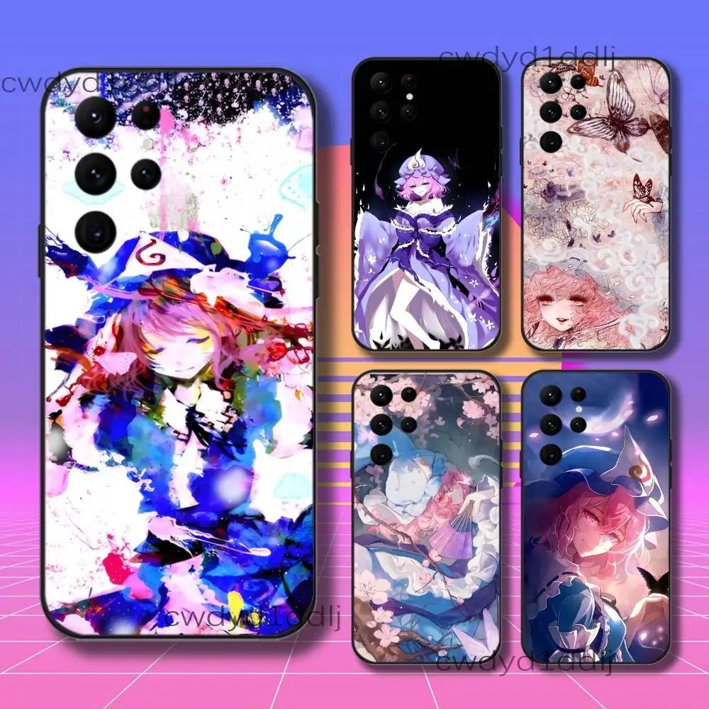 Saigyouji Y-Yuyuko Anime Phone Case For Samsung S10,S21,FE,S21 ,S26,S25,S24,S23,Ultra,S9,S22,Plus Black Shell Cover