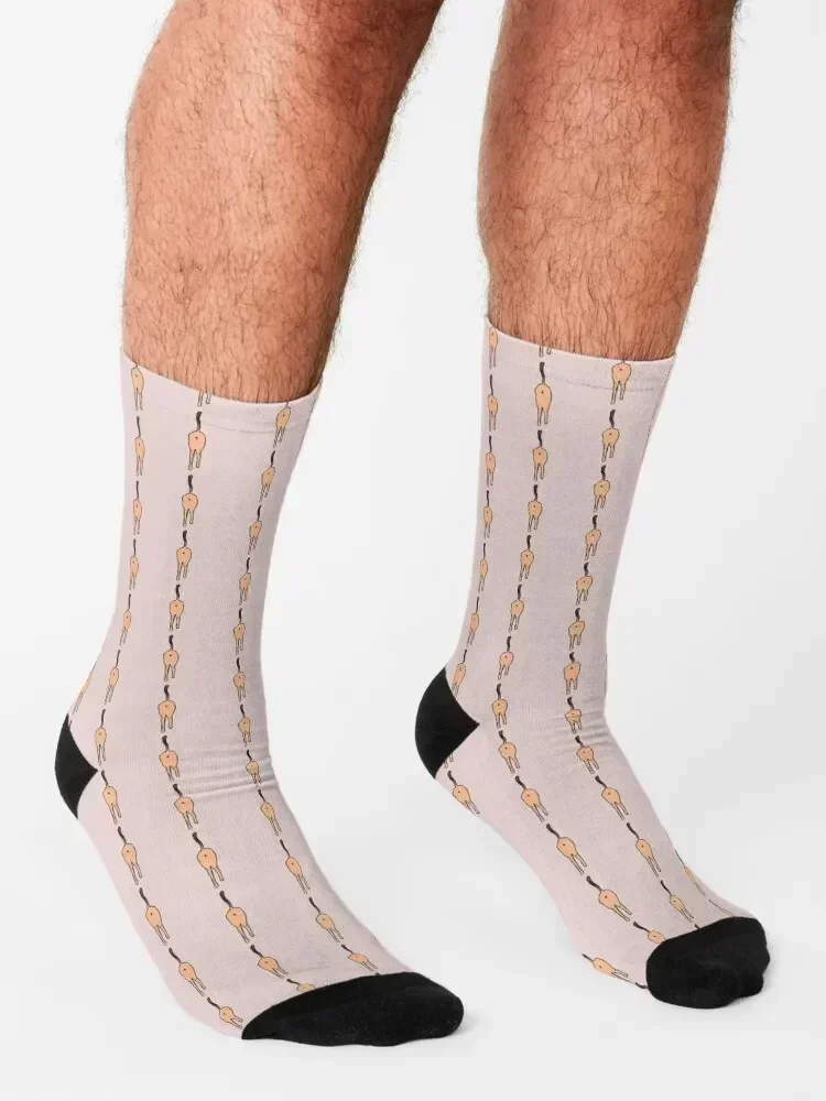 Chaussettes à fesses de chat à rayures Orange, cadeaux d'hiver de football, chaussettes folles pour hommes et femmes