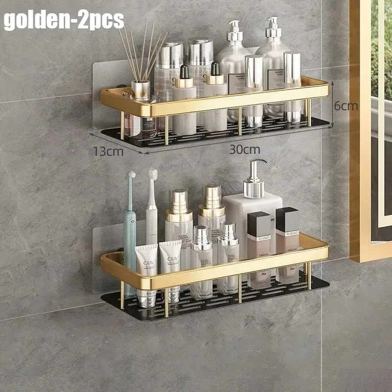 Aluminium 1/2/3pcs Geen boor Muur Badkamer Plank Shampoo Rek Make-up Organizer Douche Plank Badkamer Accessoires