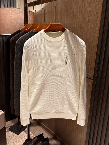 

Модный мужской вязаный свитер из смесовой шерсти с круглым вырезом, высокое качество, осень-зима, повседневный, молодежный, хлопок, нейлон, шерсть