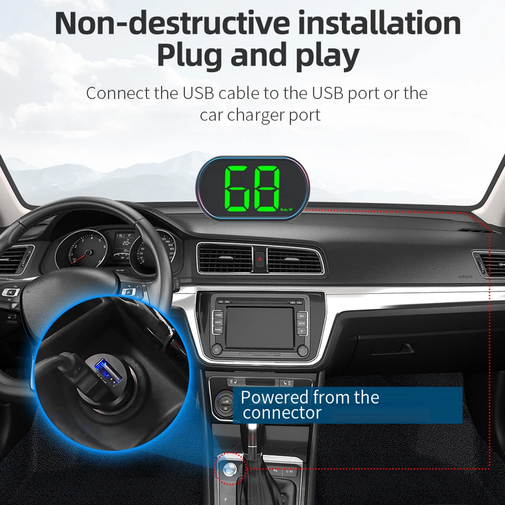 عداد السرعة المدمج GPS شاشة عرض علوية 3 0 بوصة Full HD LED لقياسات KMH الدقيقة في أي نوع مركبة