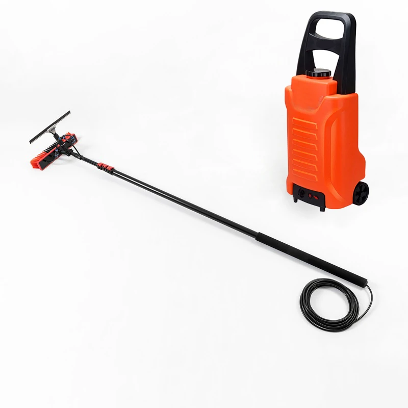 

Custom Aluminum Telescopic Pole Water Fed Solar Panel Cleaning Scraper Brush Window Washing System with Portable Water tank