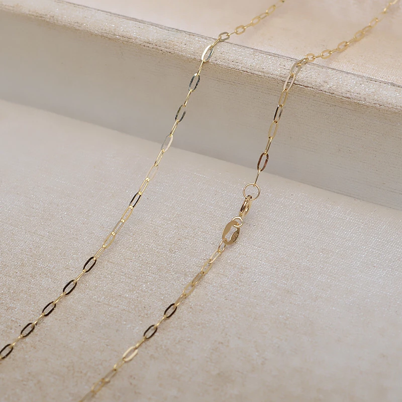 1.3mm Genuine 18K Yellow Gold Chain Necklace 16 inches 18 inches AU750 Jewelry Necklace Women Nice Gift