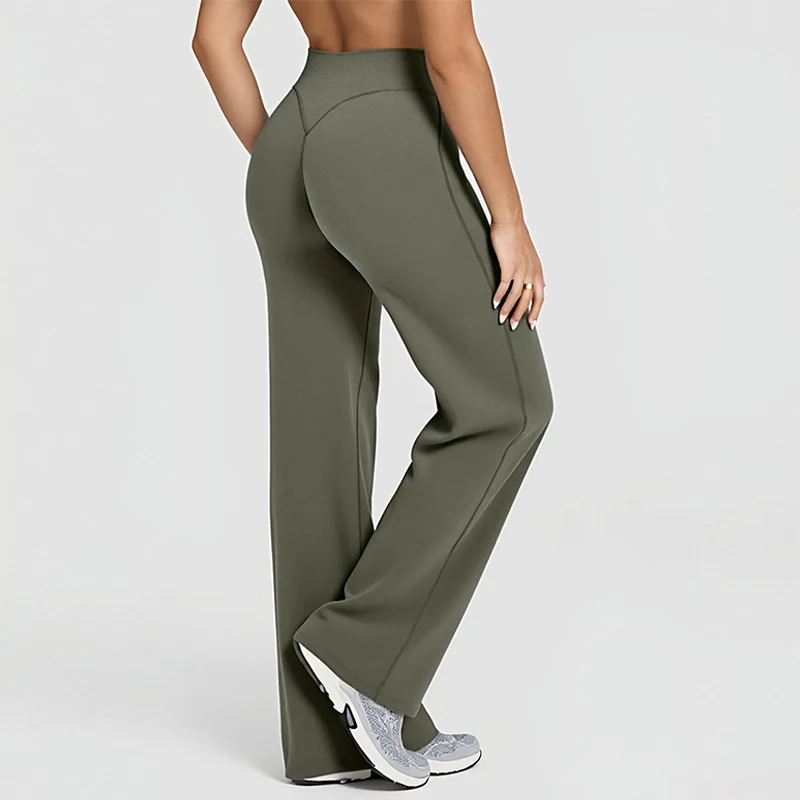 

Women's Seamless Straight-Leg Yoga Pants Breathable Quick-Dry High-End Elastic Running Workout Clothes Gym Sports Long Trousers