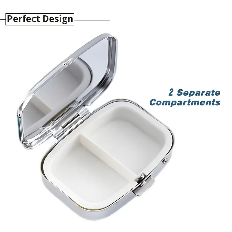 Single pack, zebra-pattern portable case, vitamin storage box, for storing medication, multi-compartment portable organizer, small item storage box, vintage metal storage box, convenient for travel, flat print view 4