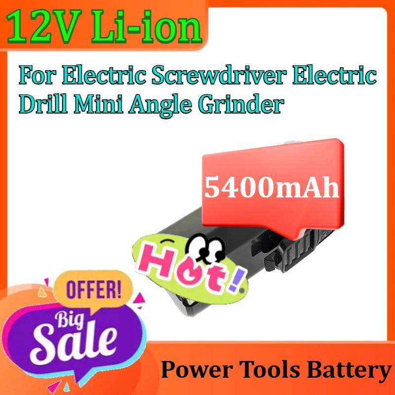 

Power Tools Rechargeable Lithium Battery For Electric Screwdriver Electric Drill Mini Angle Grinder 12V 5400mAh