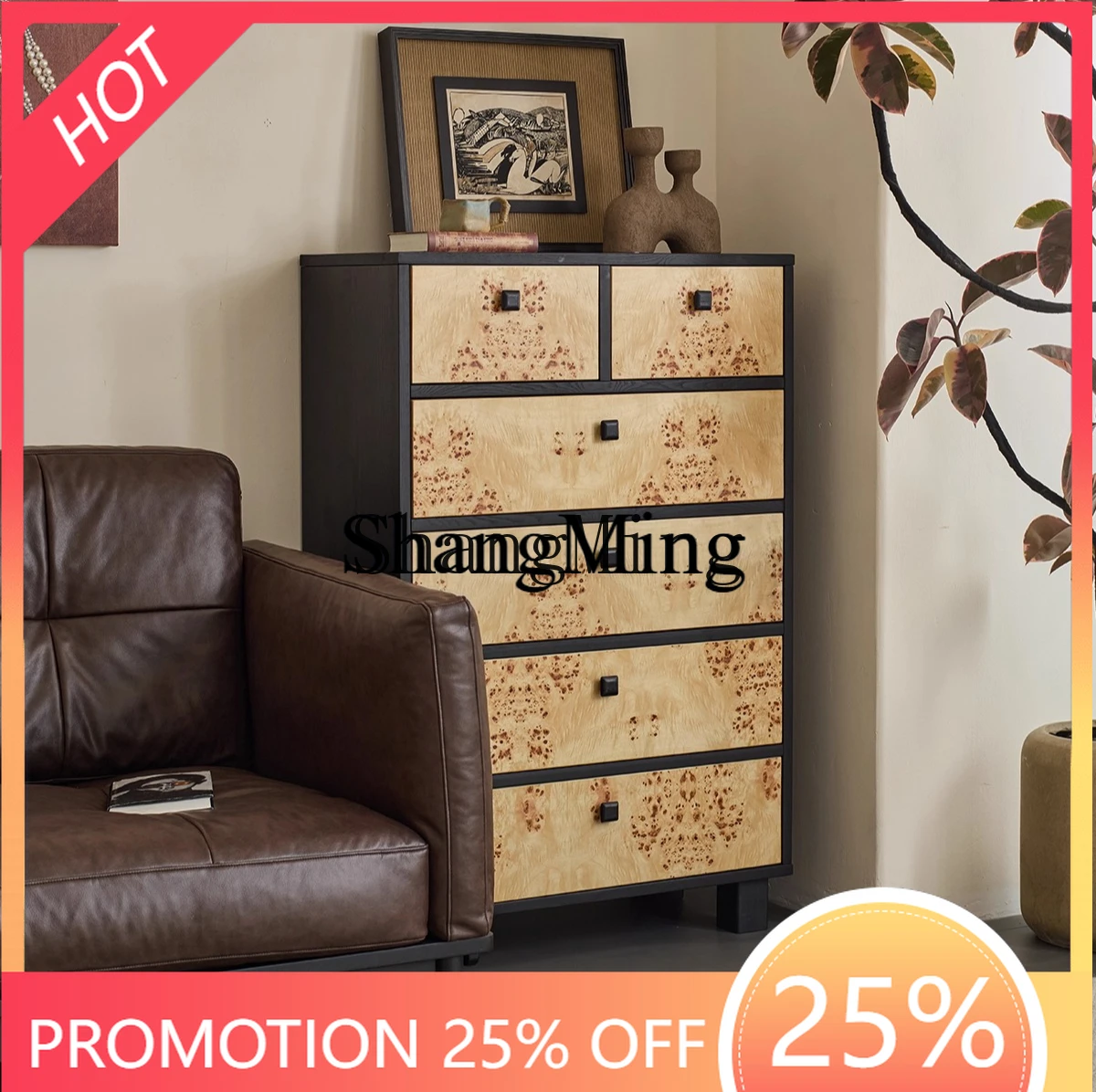 

CL sandalwood six-bucket cabinet living room against the wall retro style storage cabinet bedroom locker