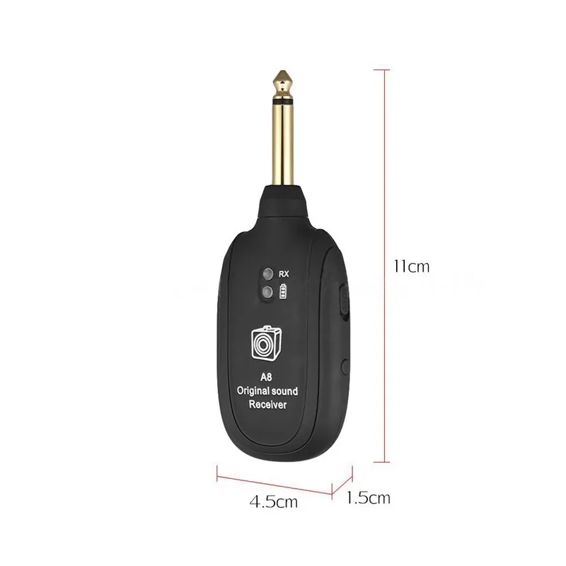 UHF Guitar Wireless System Transmitter Receiver Built-in Rechargeable wireless guitar transmitter