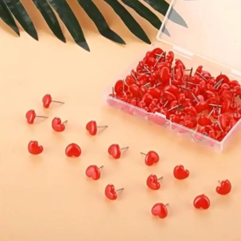 62ka 100 pcs decorative pushpins หัวใจดันพินโปสเตอร์พินแผนที่พินเครื่องใช้ในสำนักงาน