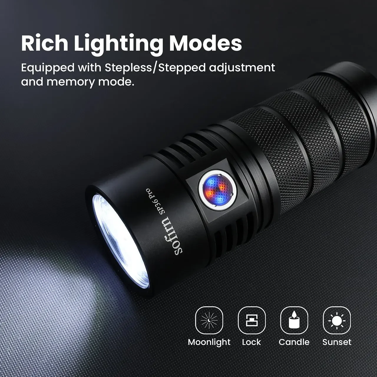 SOFIRN SP36 PRO 8000lm Powerful Flashlight  4*SST40 LED Light USB C Rechargeable 18650 Torch with Anduril 2.0 UI view 3