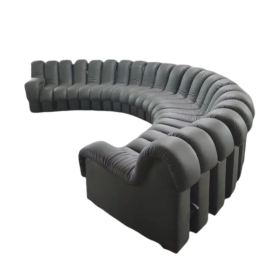

#Modern Modular Endless Sofa Bed Curve Snake Bone Shape Couch Designer Hotel Home Genuine Leather Long Couches for Living Room