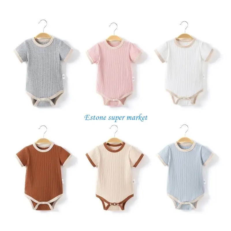 

090B Baby Summer Outfit Short Sleeved Jumpsuit Triangle Romper 0-12M Infant Bodysuit
