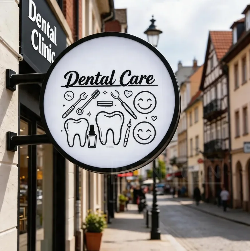Round Dental Clinic Personalized LED Lightbox Sign – Illuminated  Sign for Storefront Restaurants and Indoor Outdoor Advertising