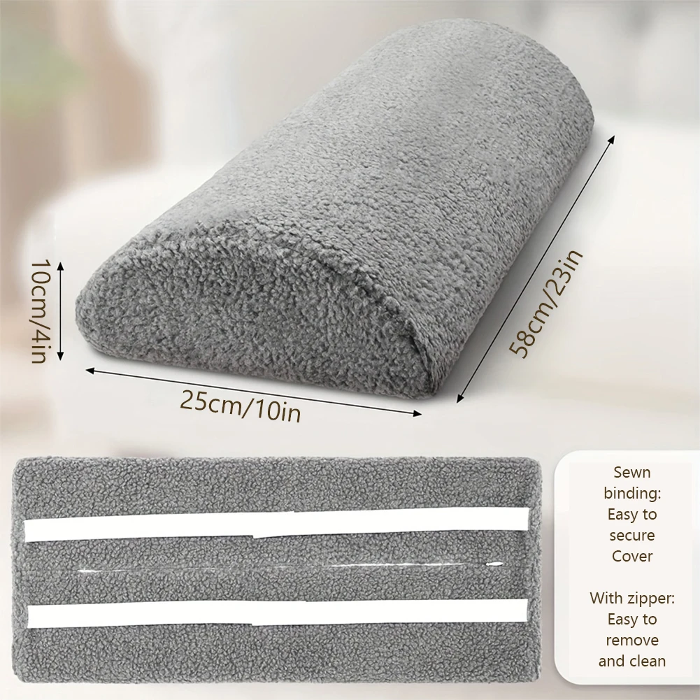 

4inches Ergonomic Footrest Pillow with Elastic Strap Leg Rest Bolster with Sherpa Cover Half Moon Bolster for Bed Chair Sofa