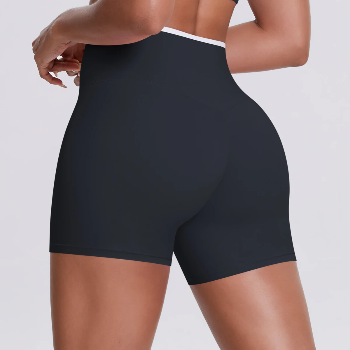 Yoga-Shorts, Damen-Fitness-Shorts, Shorts mit V-förmiger Taille, Lauf- und Fahrradshorts, atmungsaktive Sportleggings, Shorts mit hoher Taille für das Training und das Fitnessstudio. – Detail 7