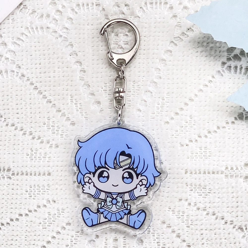 1/6PCS Anime Characters Sailor Moon Acrylic Car Keychain Accessories Keyrings Friends Gifts Bag Charms Cute​ Backpack Pendant