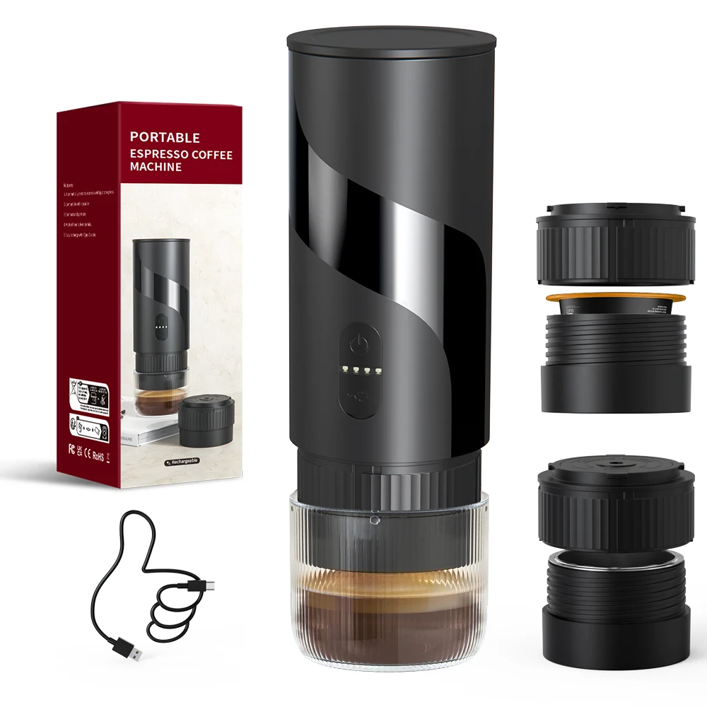 Espresso Machine Adjustment Wireless Coffee Maker USB Rechargeable Portable Electric Coffee Grinder for Espresso