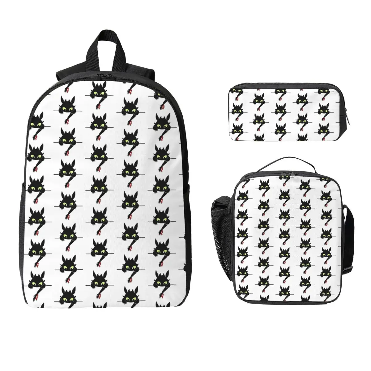 

Toothless Backpack Student Boys Girls BookBag School Bag Laptop Shoulder Bags 3ps Insulated Lunch Bag Pencil Case