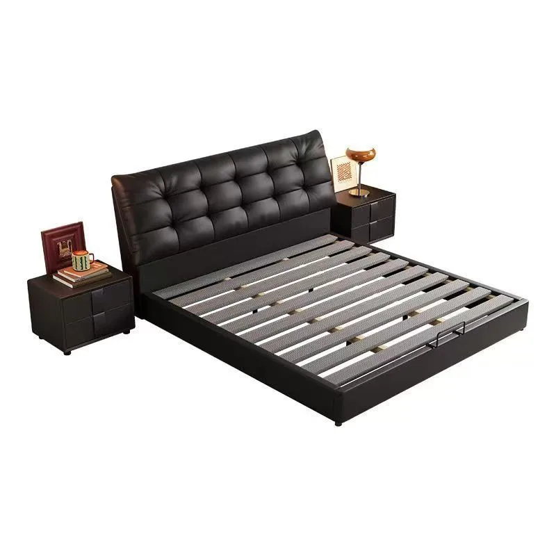

Modern, light luxury, double bed 1.8m leather bed 1.5m small apartment, master bedroom, Italian, minimalist